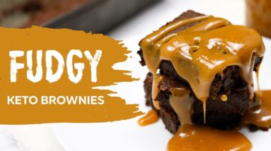 Fudgy Keto Brownies With Gooey Keto Salted Caramel Sauce | Easy One Bowl Fudgy Keto Brownies